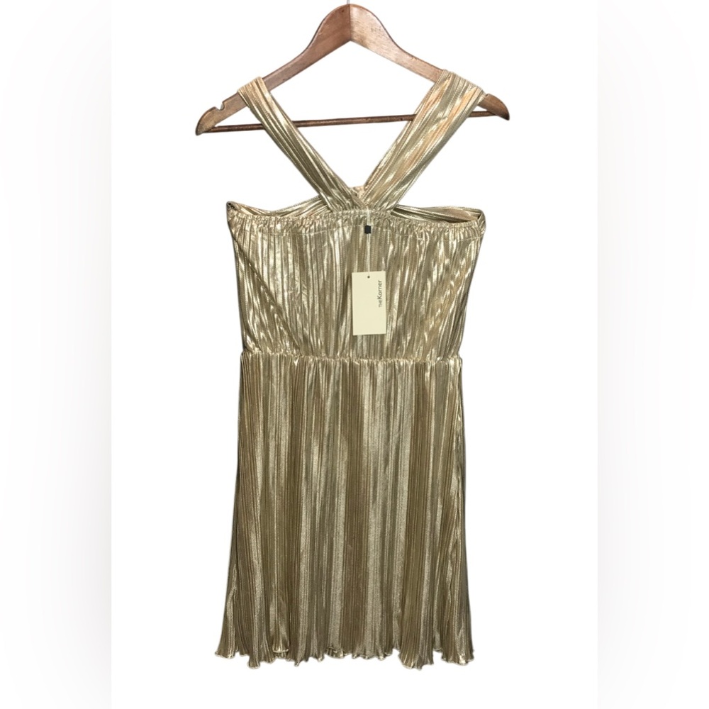 Elegant Gold Pleated Dress